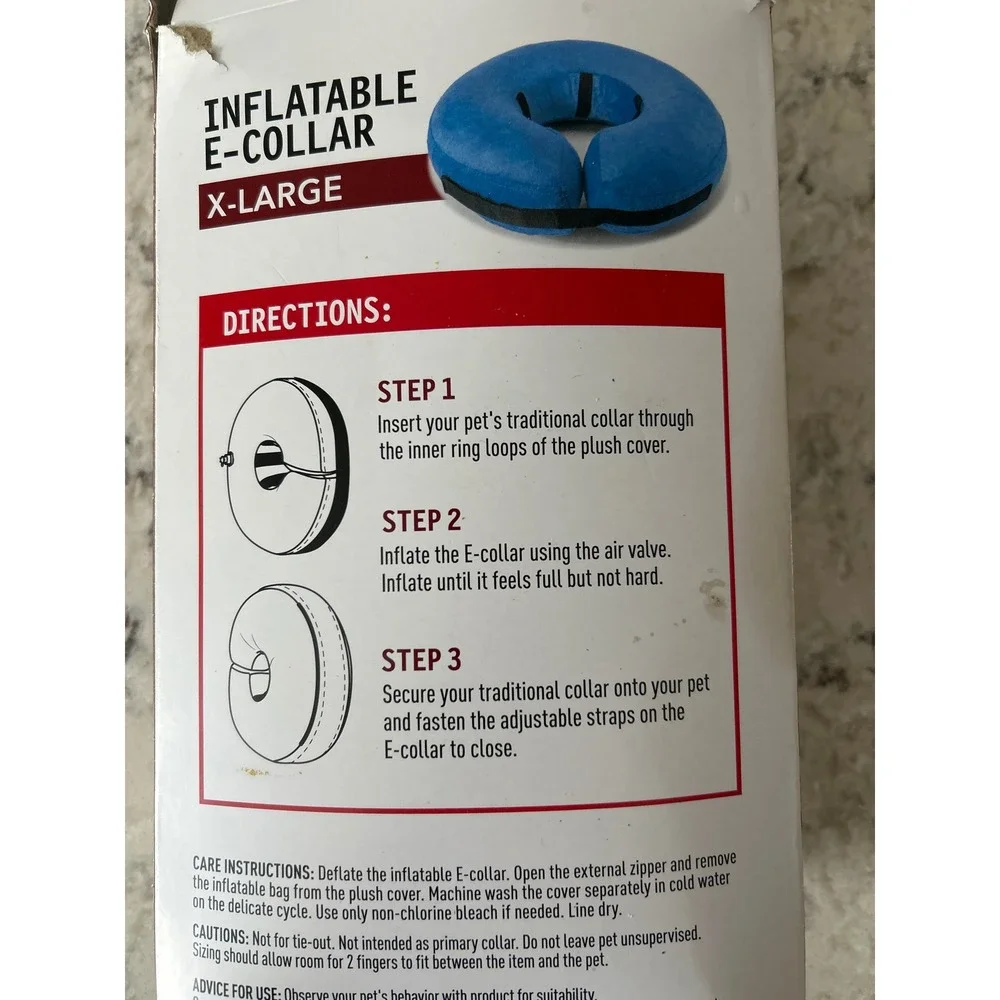 DOGMX Inflatable E Collar X Large Blue Pet Protective‎ Neck Cone Post Surgery